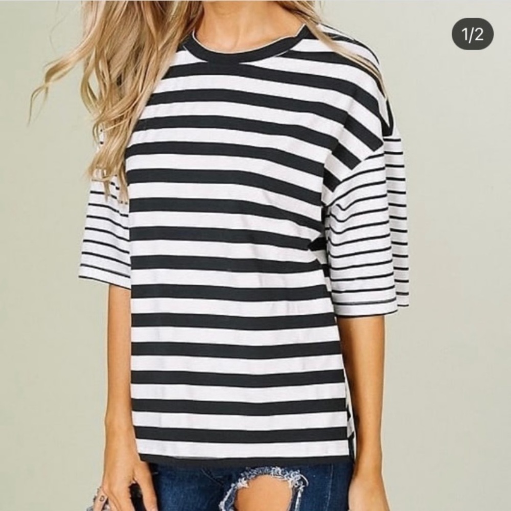 Black and White Striped Top